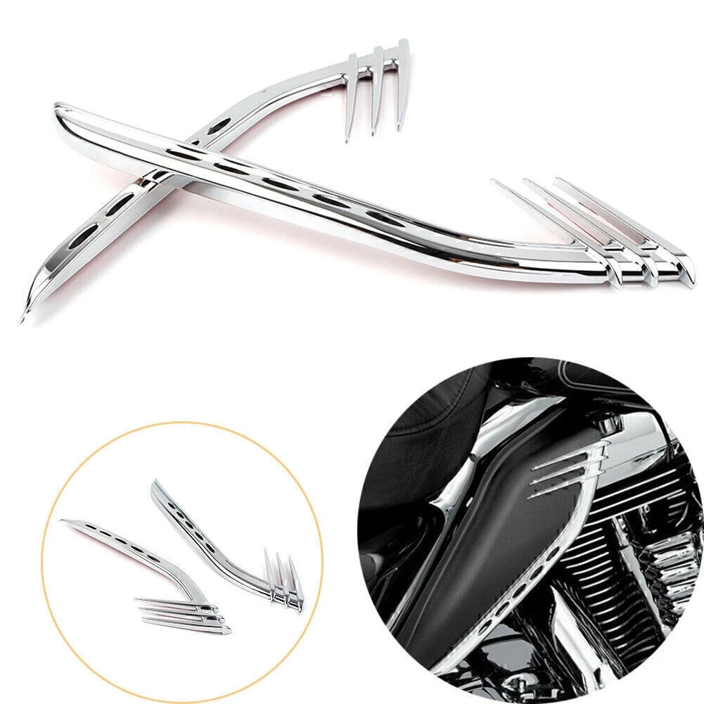 2x Mid-Frame Air Deflectors Accents Trims for Harley Road Glide CVO Ultra Chrome