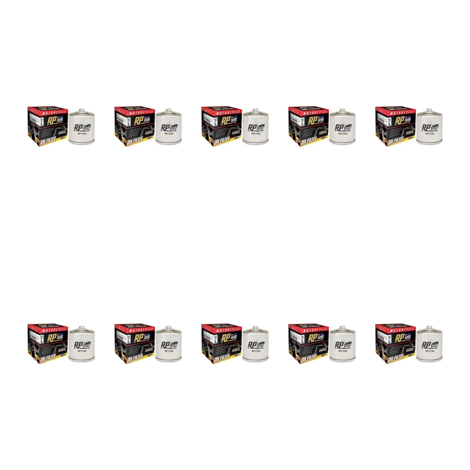10 Pack RP Chrome Oil Filter for Harley 1200 Sportster Custom 2002-2020
