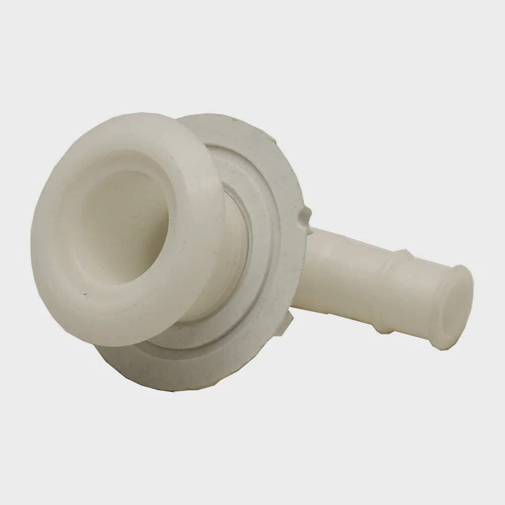 Boat L-Flange Thru Hull Drain - White Plastic 3/4 Inch