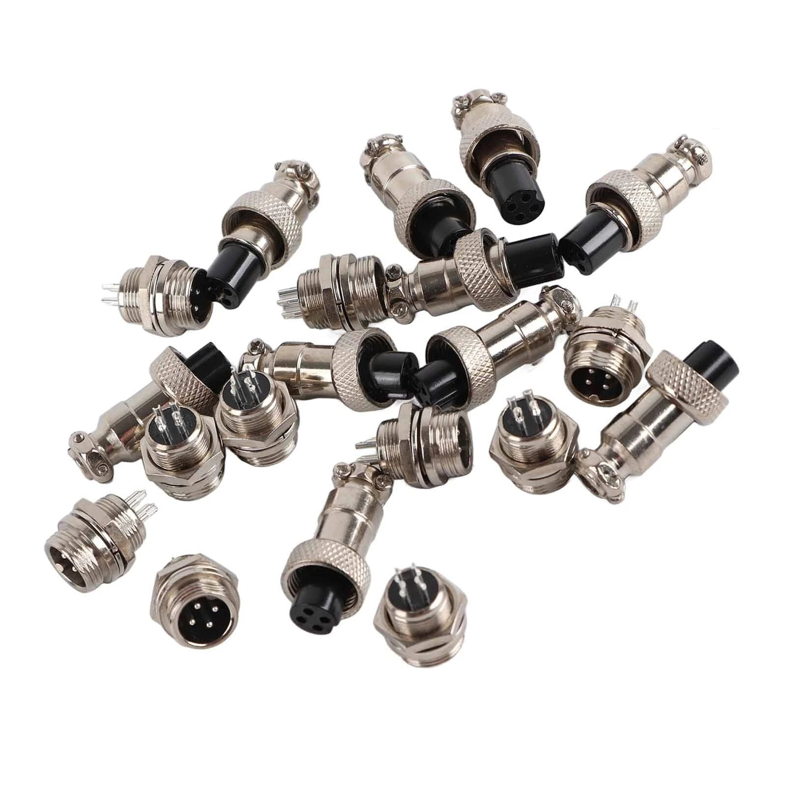 10 Set Silver GX12 4Pin 12mm Aviation Plug Male Female Metal Socket Connector