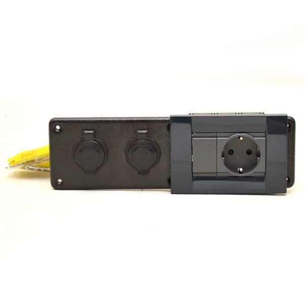 Rinker Boat Outlet Receptacle Panel - Euro 10 X 3 Inch Plastic Black