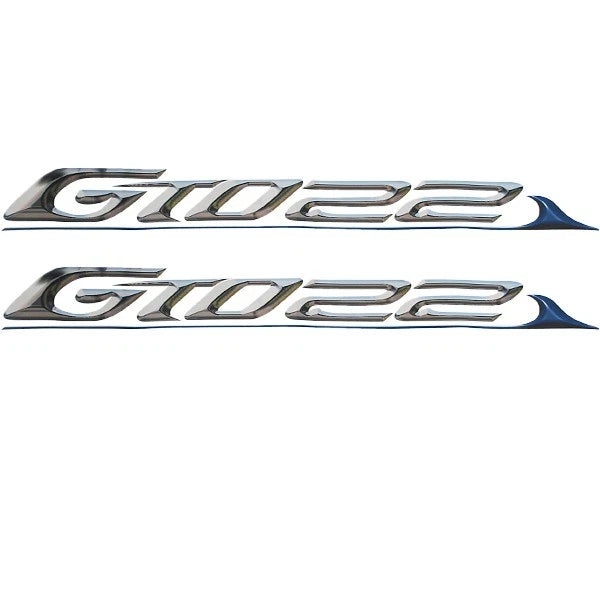 Gekko GTO 22 Boat Decals - Silver - Blue Stickers (pair)