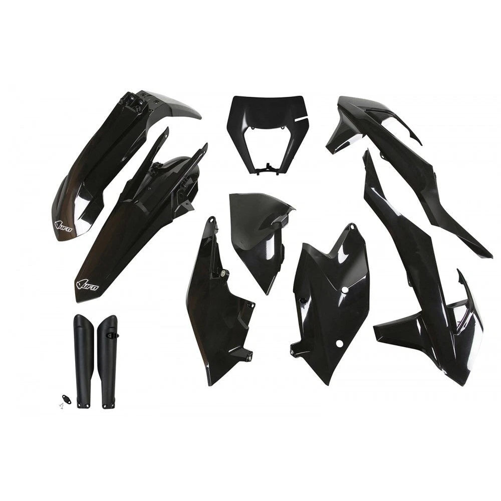 UFO Complete Plastic Kit for KTM EXCF 450 2017-2019 Black with Light Shroud