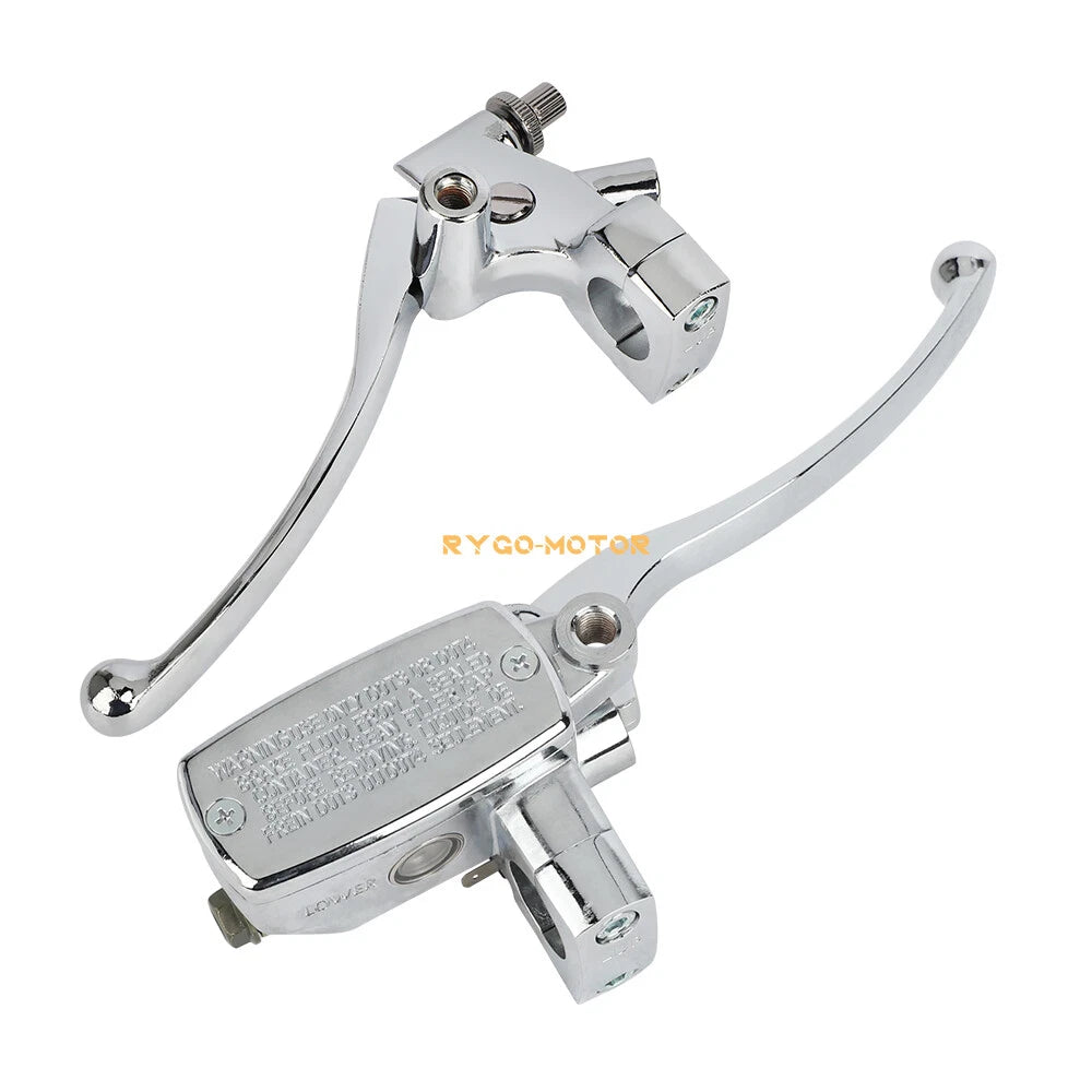 1" Motorcycle Handlebar Hydraulic Brake Master Cylinder & Clutch Lever Chrome