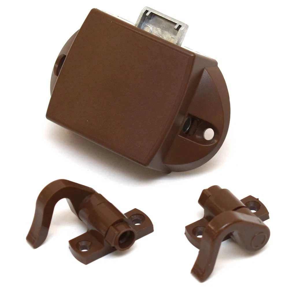 Hafele Boat Push Lock Latch 211.63.102 - with Hooks 3/8 Inch Brown