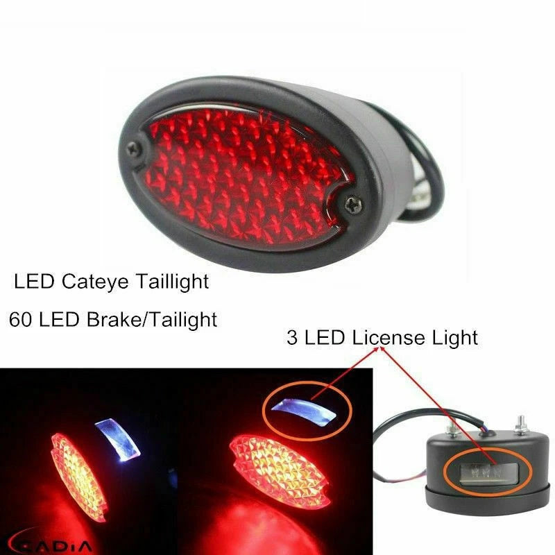 CAT EYE LED Rear Brake Tail Light Number Plate Light for Harley Softail Bobber