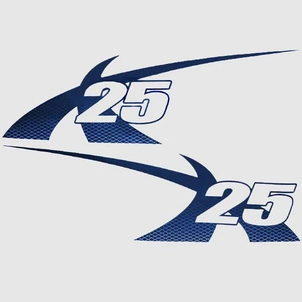 MasterCraft Boat Hull Decal 7501457 - X25 Med Blue Stickers (set of 2)