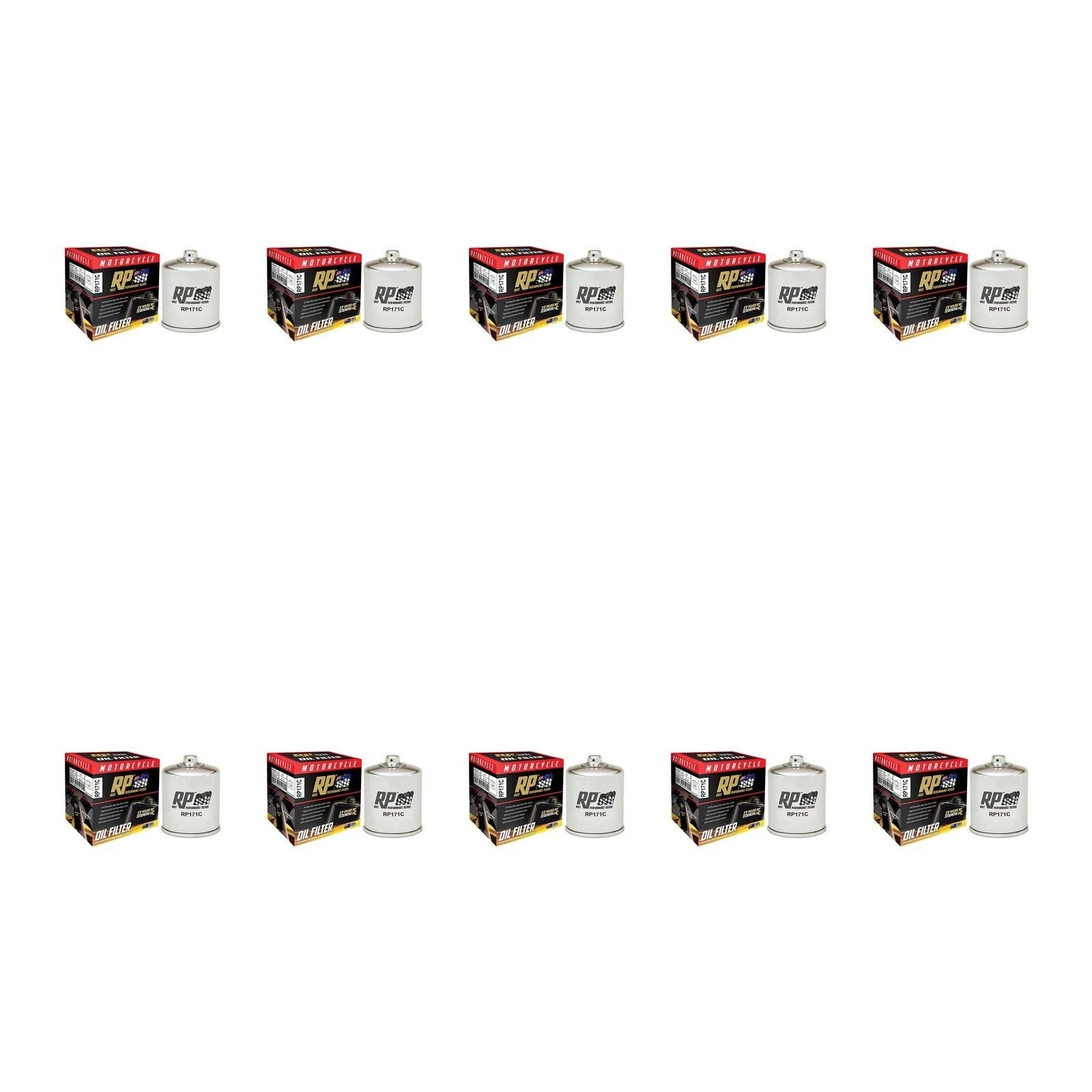 10 Pack RP Chrome Oil Filter for Harley 1584 Electra Glide Standard 96/FLHT 2007