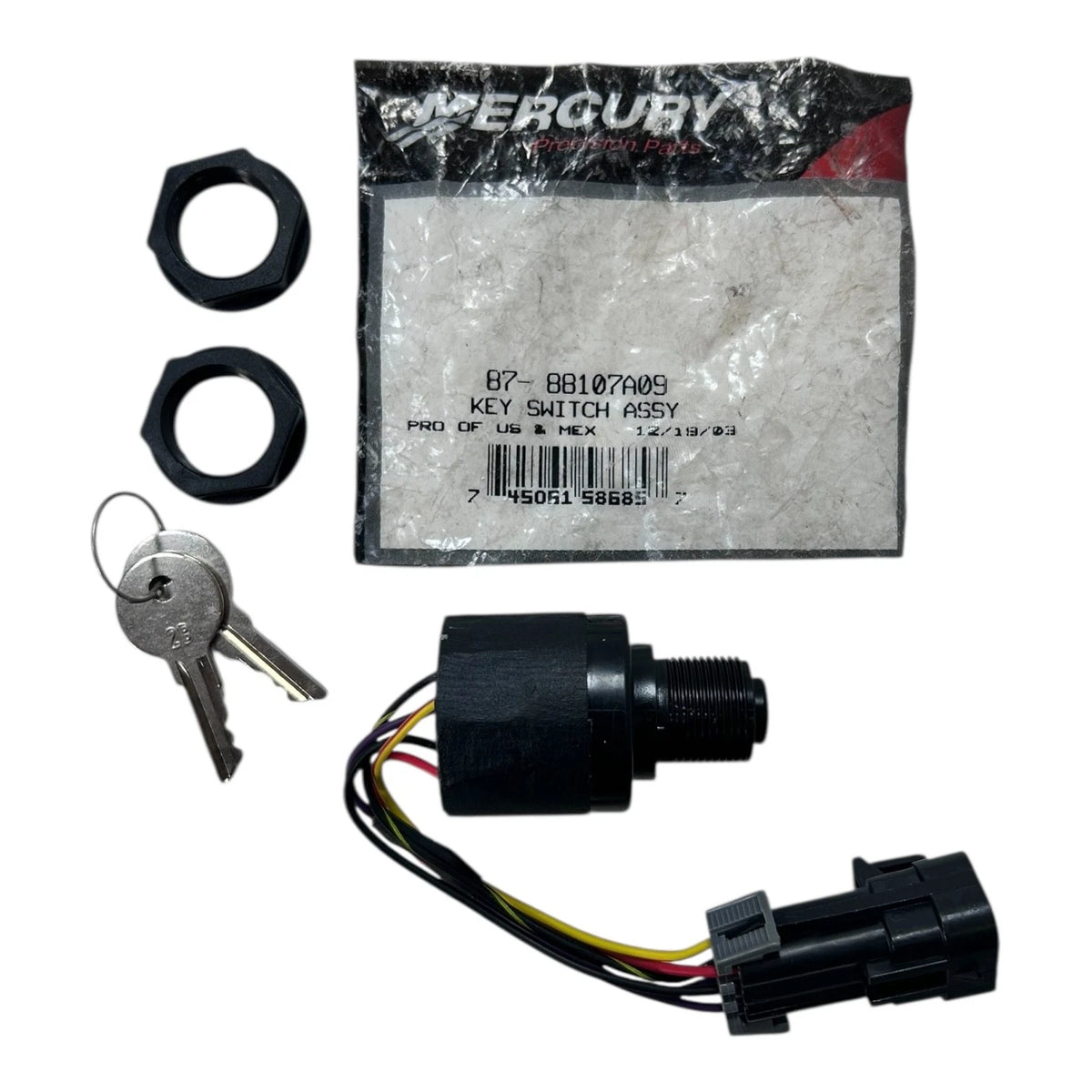 Mercury 87-88107A09, Marine Ignition Switch Assembly with Keys, OEM
