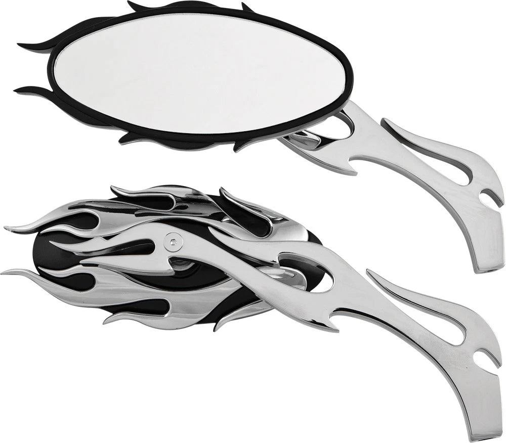 HardDrive Flame Side Mirrors with Chrome Finish – Fits Harley Davidson XG & XL