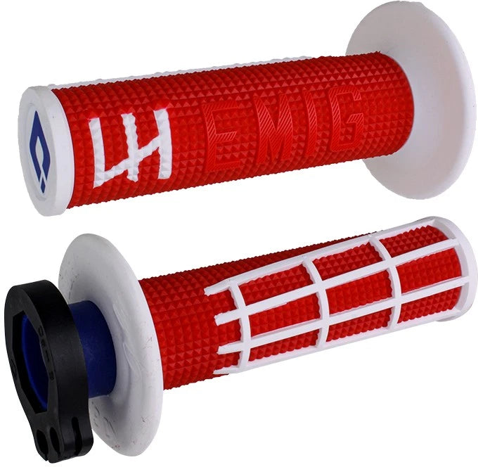 ODI Emig 2.0 V2 Lock-On Grips Red/White for Offroad Motorcycles 2000-2023