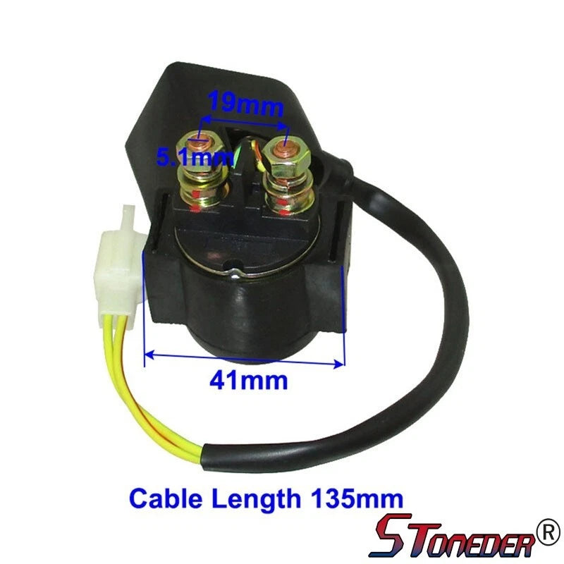 STONEDER 2 Wire Male Plug Starter Solenoid Relay for 50cc-250cc ATV Quad Moped