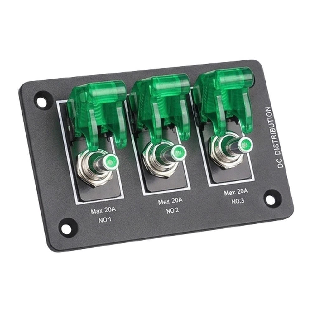 Rugged 3-Gang for Toggle Switch Panel 12V 24V DC for Off-Road RV Marine Use