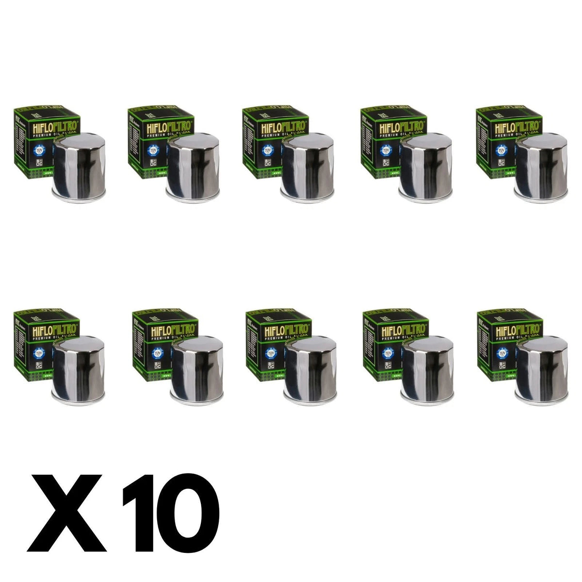 10 Pack Hiflo Chrome Oil Filter for Kawasaki Ninja 650L LAMS 2017-2018