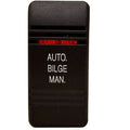 Carling Boat Rocker Switch Cover - AUTO MAN BILGE Actuator Black Red