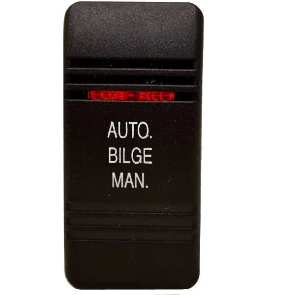 Carling Boat Rocker Switch Cover - AUTO MAN BILGE Actuator Black Red