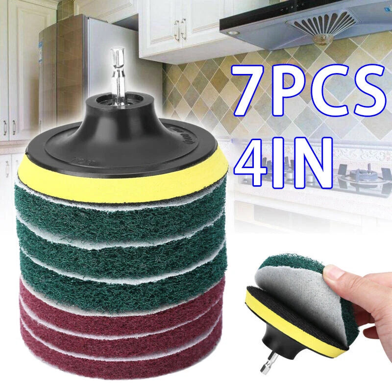 7 Pcs 4" Drill Brush Set Scrubber Cleaning Kits for COMBO Scrub Tub