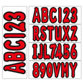 Custom Boat Registration Numbers Letters Decals 4 Sets of A-Z & 0-9(Red)