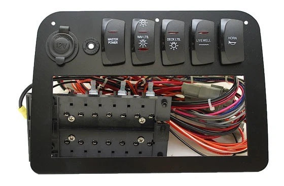 Premier Pontoon Boat Rocker Switch Panel - Black 10 X 7 Inch