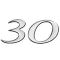 Rinker Boat Raised Decal 2190225 - QX 30 CC Silver 5 3/4 X 2 3/8 Inch