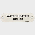 Marquis Boat Label Tag 7160958 - Water Heater Relief White Plastic