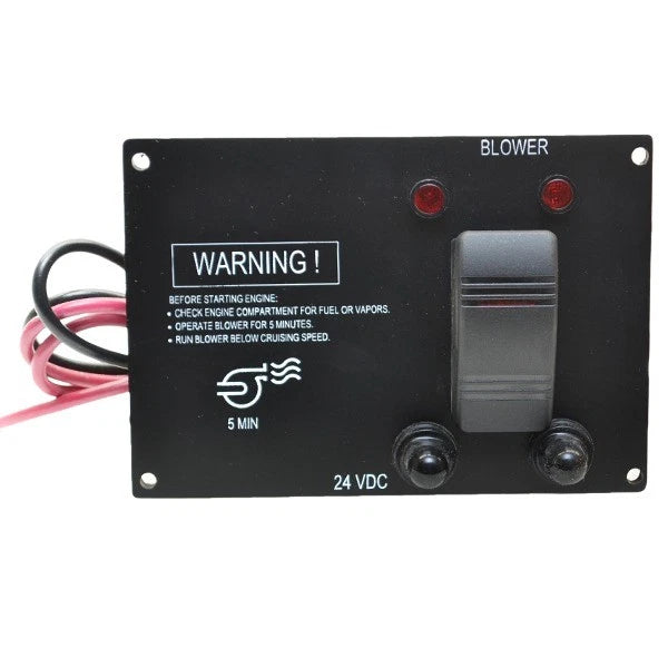 Boat Blower Rocker Switch Panel - 24 Volt Black Plastic