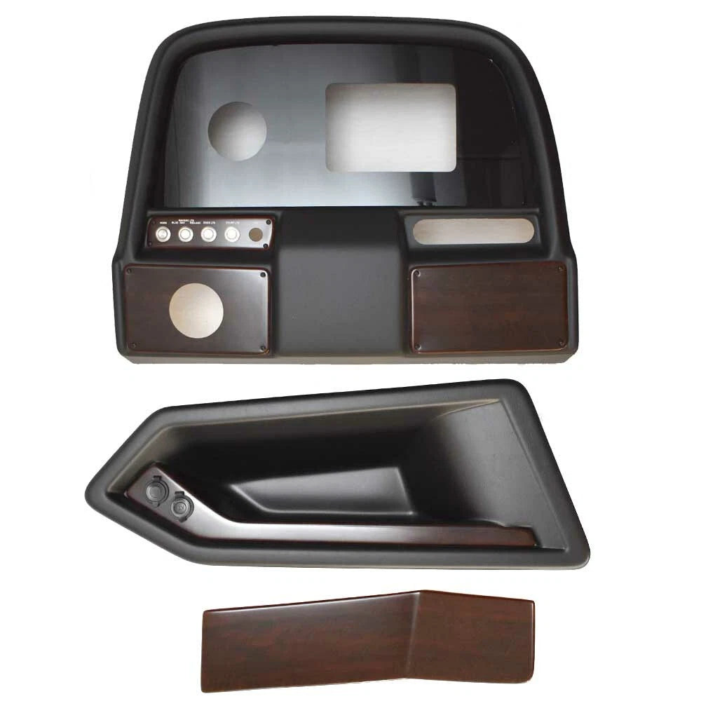Misty Harbor Pontoon Boat Dash Panel Kit - Faux Woodgrain Black (3PC)