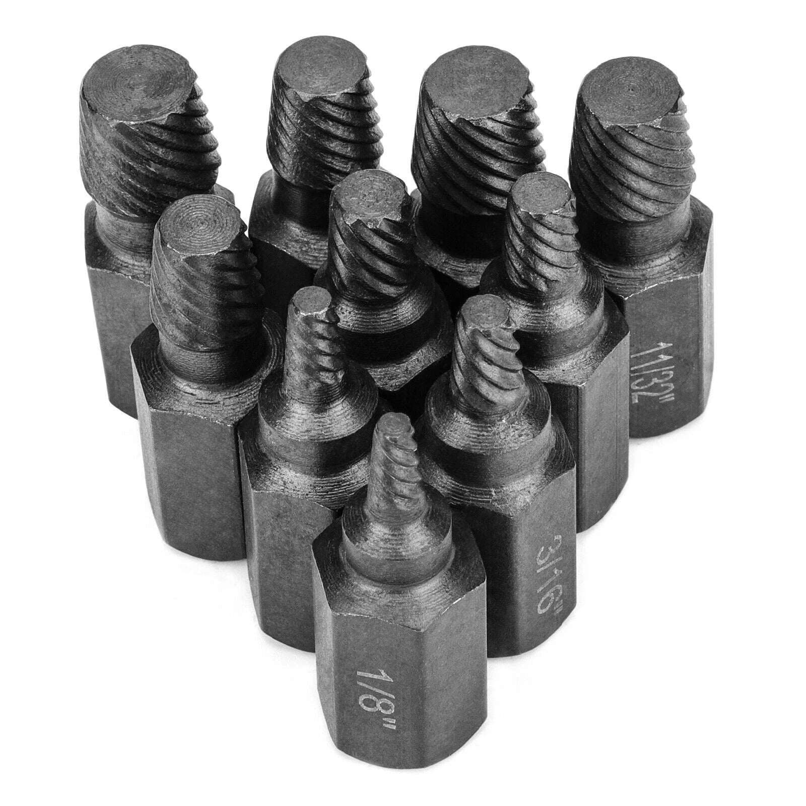 10Pack Screw Extractor Kit Alloy Steel Damaged Screw Remover Easy Out Drill Bits
