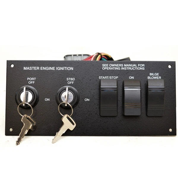 Sea Ray Boat Ignition Switch Panel 1934788 - Black Aluminum 9 X 4 Inch