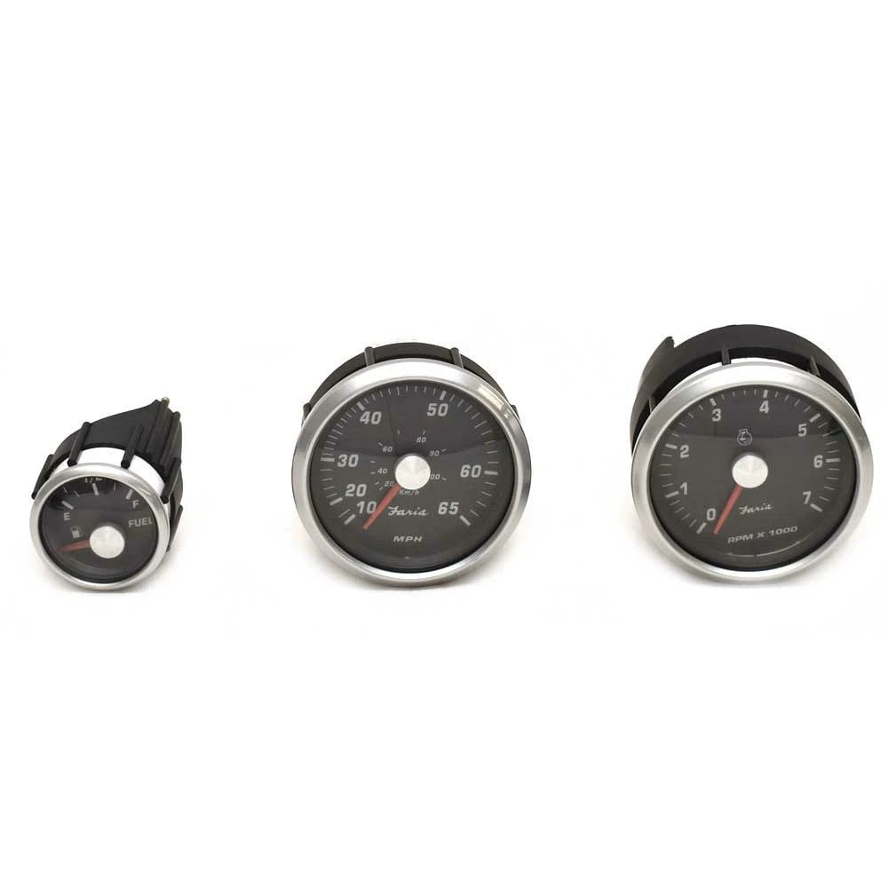 Faria Boat Gauge Set - Tachometer - Speedometer - Fuel Black (3PC)