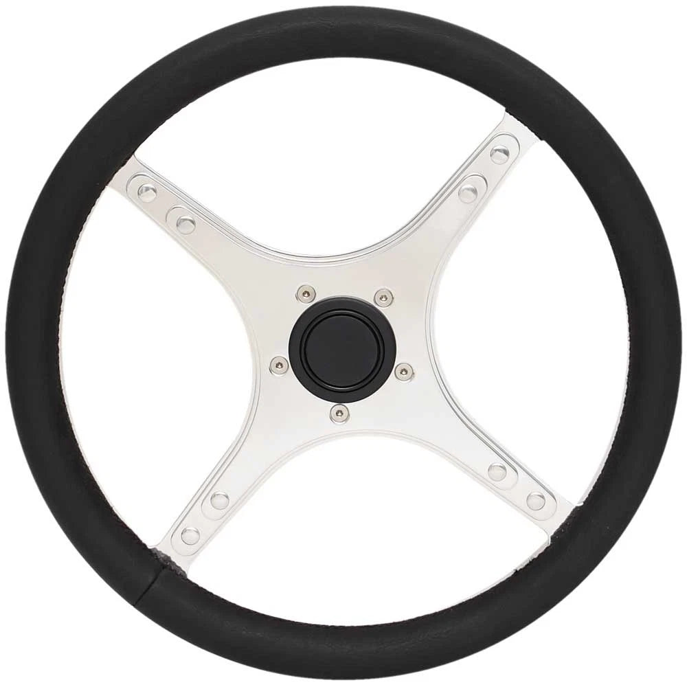 Grant Boat Deluxe Steering Wheel - 14 5/8 Inch Black Stainless Steel