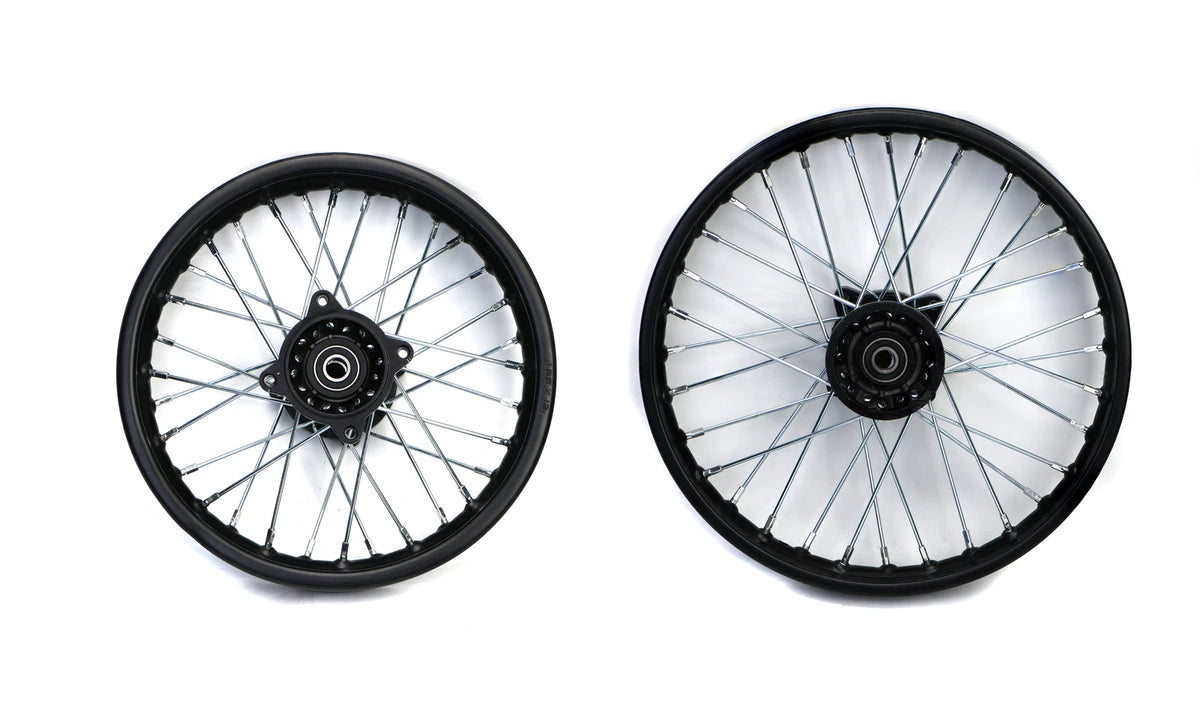 14" & 17" Pit Bike Dirt Wheels Rims Black Front & Rear SDG Pair 15mm Spindle