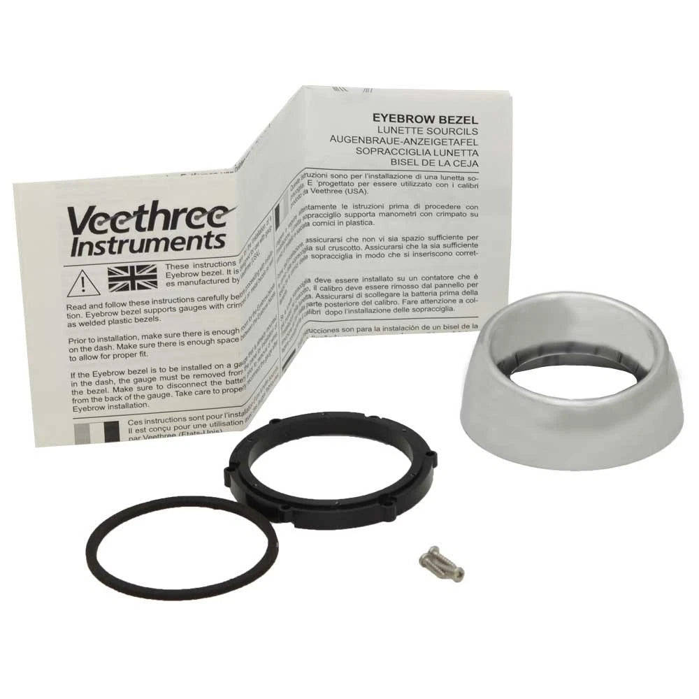 Veethree Boat Gauge Bezel 69268K - Supra 2 Inch Silver Plastic (kit)