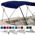BIMINI TOP BOAT COVER NAVY 3 BOW 72"L 36"H 91"-96"W - with BOOT & REAR POLES 600D