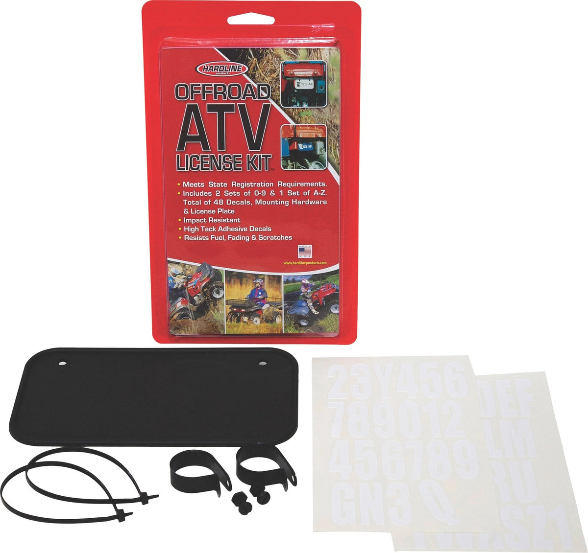 HARDLINE ATV License Plate Kit Black for 2010-2023 Models with Impact-Resista Nt