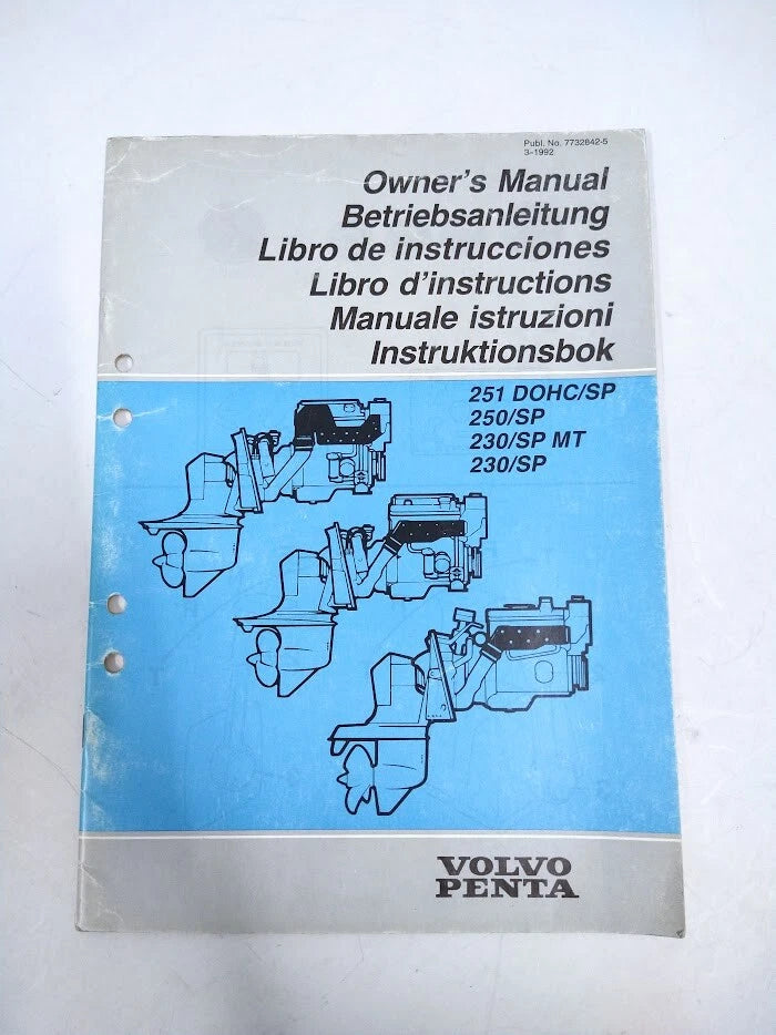 Volvo Penta 7732842, 251 DOHC/SP Owners Manual