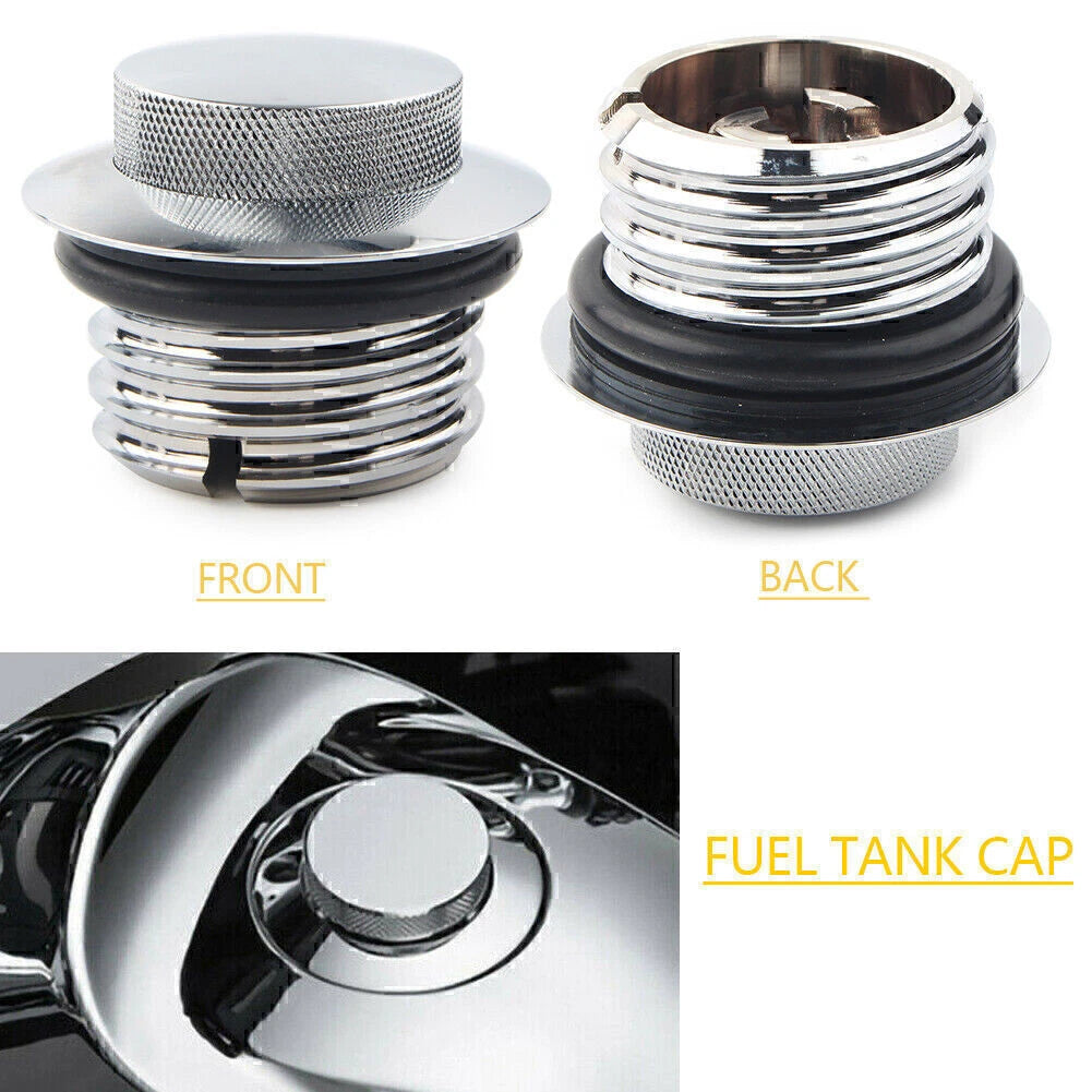 Chrome Flush Pop Up Reservoir Gas Cap Vented Fuel Tank Screw Fit Harley