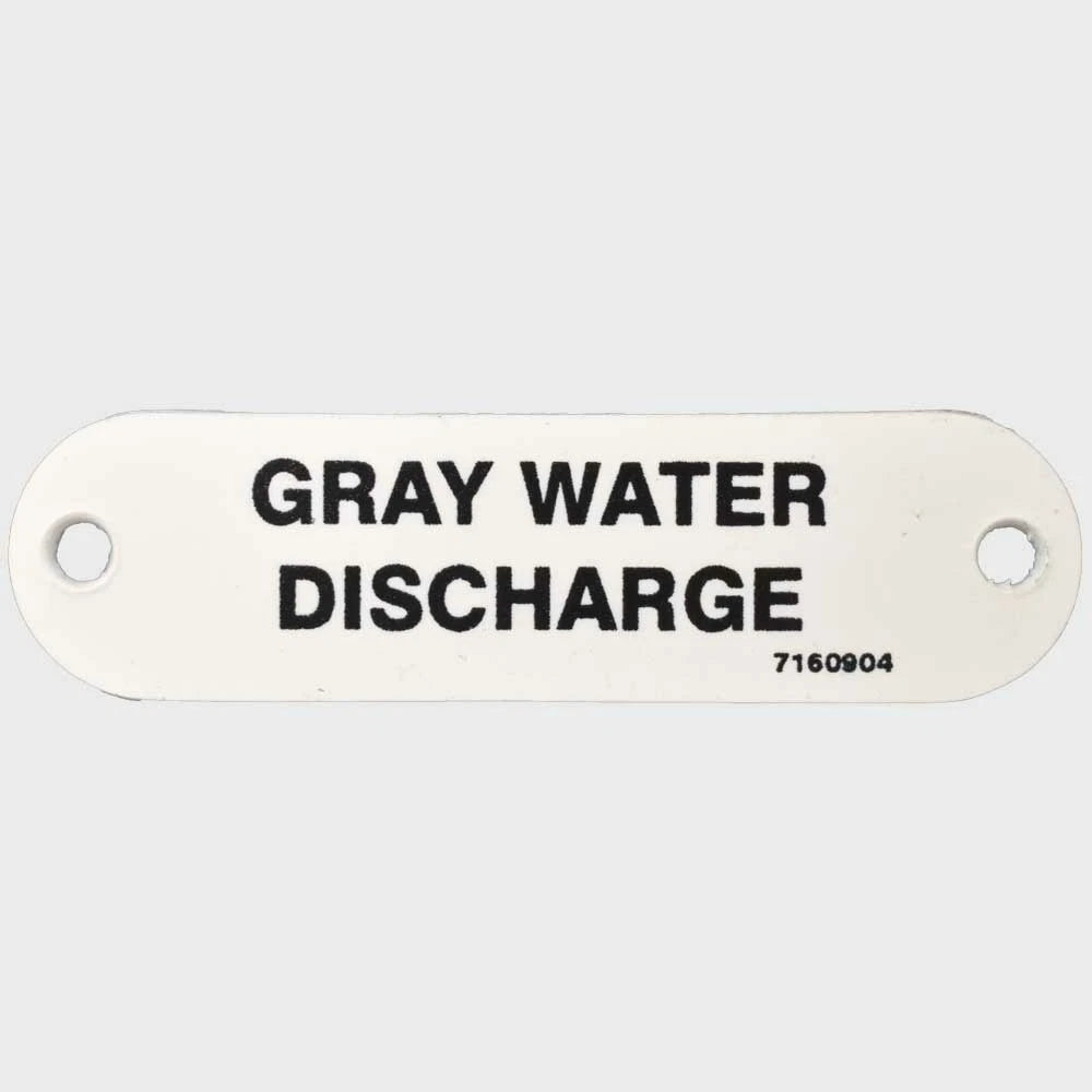 Marquis Boat Label Tag 7160904 - Gray Water Discharge White Plastic