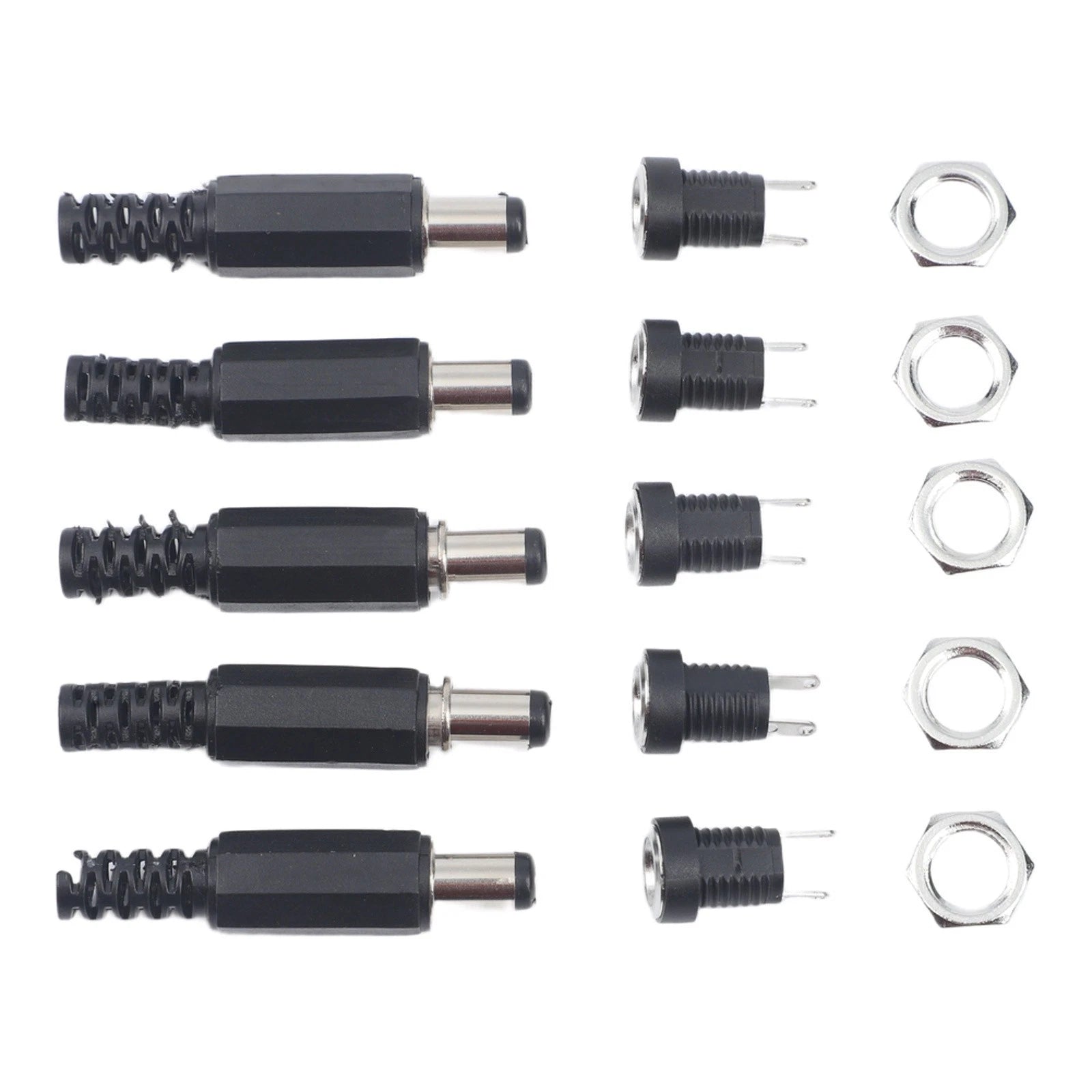 5 Pair 12V DC Power Connector Male Female Socket Panel Mount 55x21 Mm Set