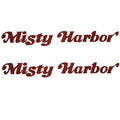 Misty Harbor Pontoon Boat Logo Decals - Burgundy Stickers (pair)