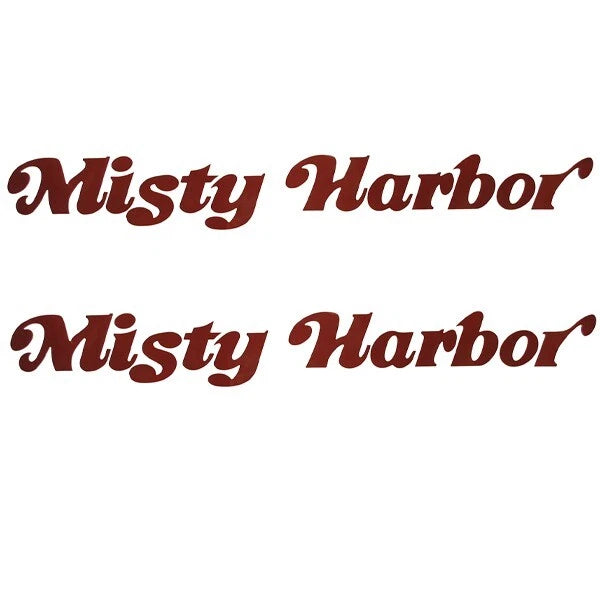 Misty Harbor Pontoon Boat Logo Decals - Burgundy Stickers (pair)