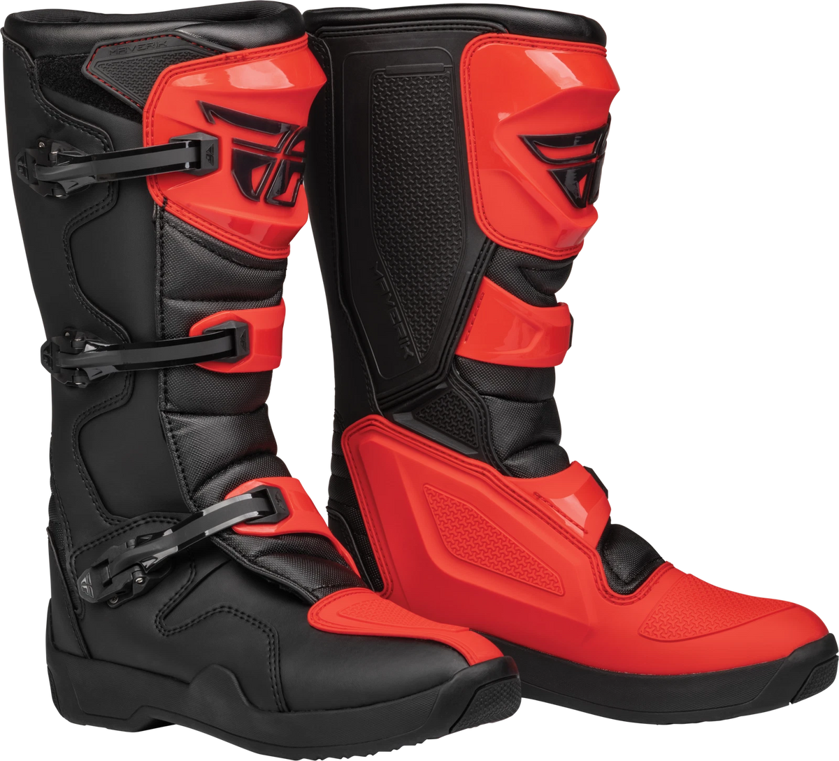Fly Racing Maverik LT Offroad Motorcycle Boots US 10 Red/Black 3-Buckle