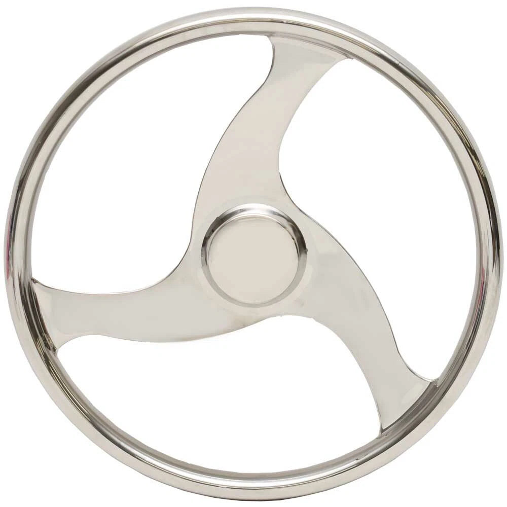 Boat Steering Wheel with Cap - 13 1/2 Inch Stainless Steel