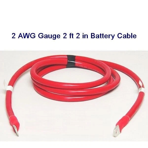 Boat Battery Cable - Marine Wire 2 AWG 2 Ft 2 in Red