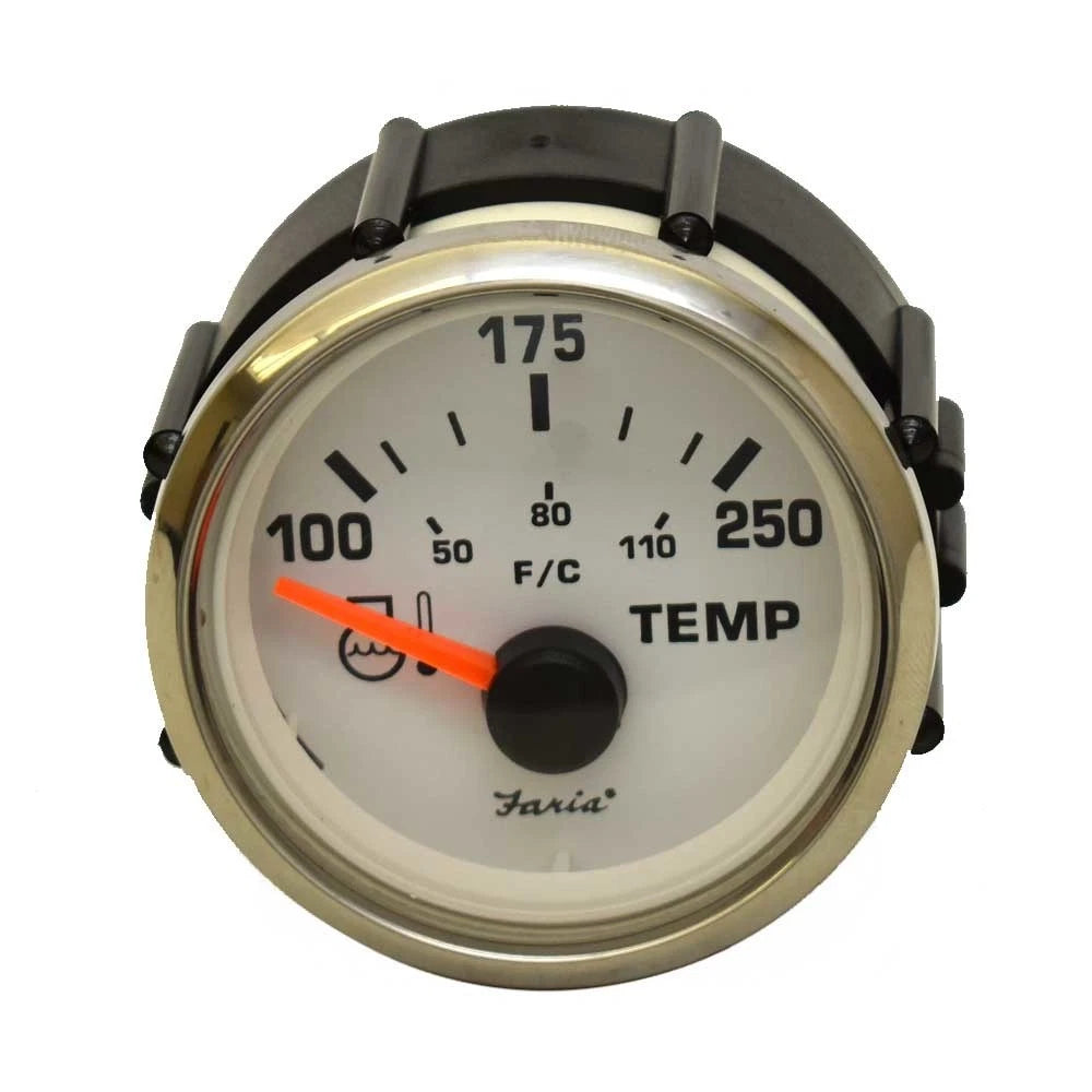 Faria Boat Water Temperature Gauge GP7793A - 2 Inch Silver White