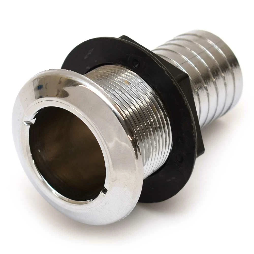 Boat Thru Hull Fitting - 1 1/2 Inch Silver Mirror Plastic
