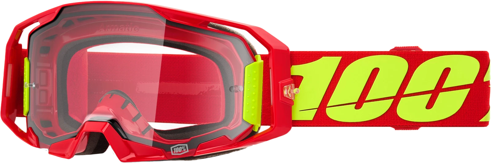 100-Percent Armatic MX Goggle Red Clear Lens Offroad Motorcycle Eyewear