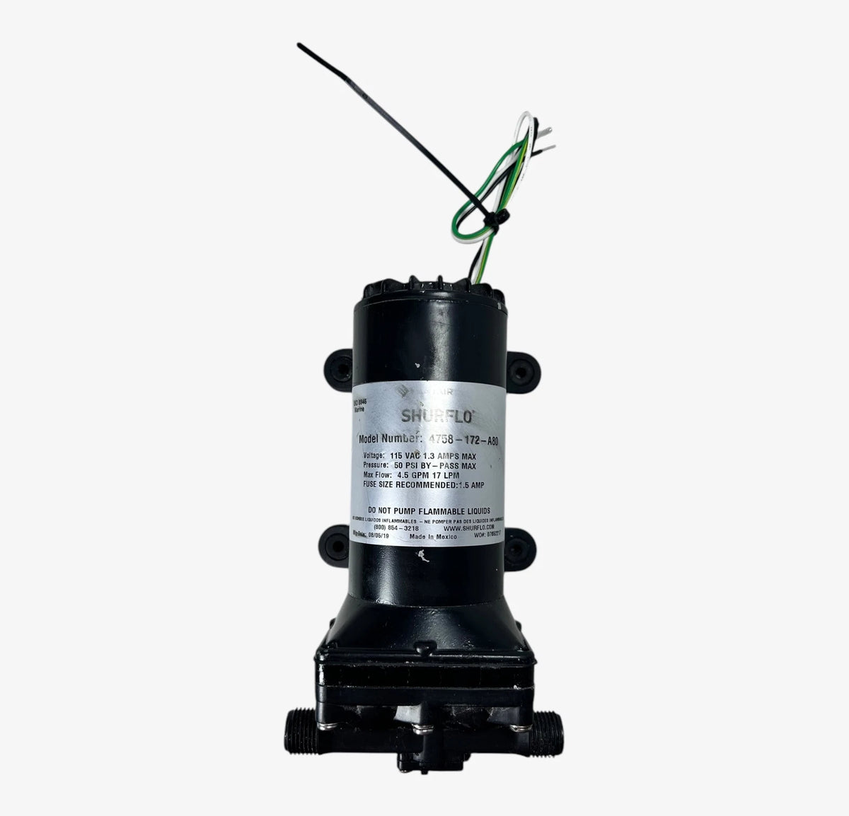Shurflo 4758-172-A80, Marine Air Condition Circulation Pump 50 Psi 115V, 4.5 GPM