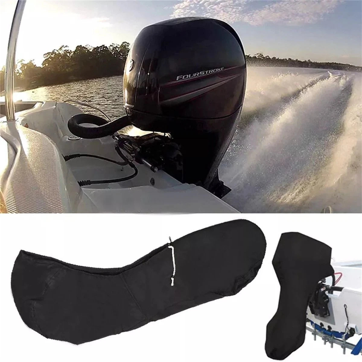 Black Heavy Duty Boat Full Outboard Engine Motor Cover for 6-20HP - 0-5HP