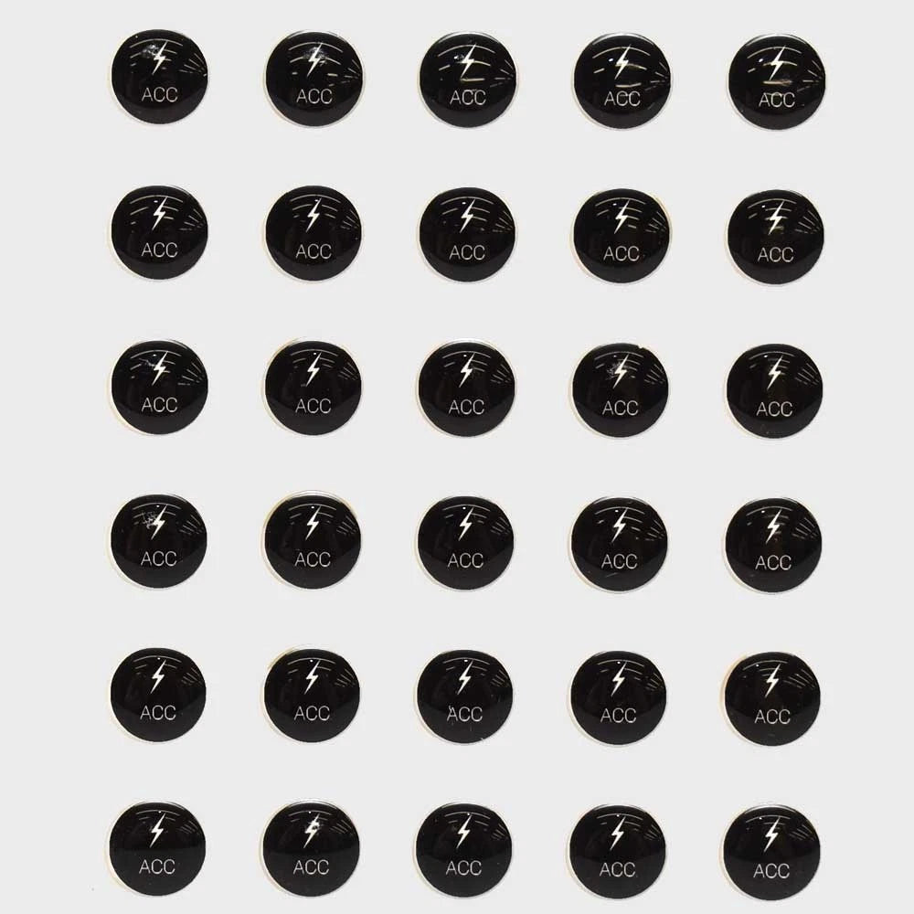 Boat Raised Switch Decals - ACC 3/4 Inch Black White (set of 30)